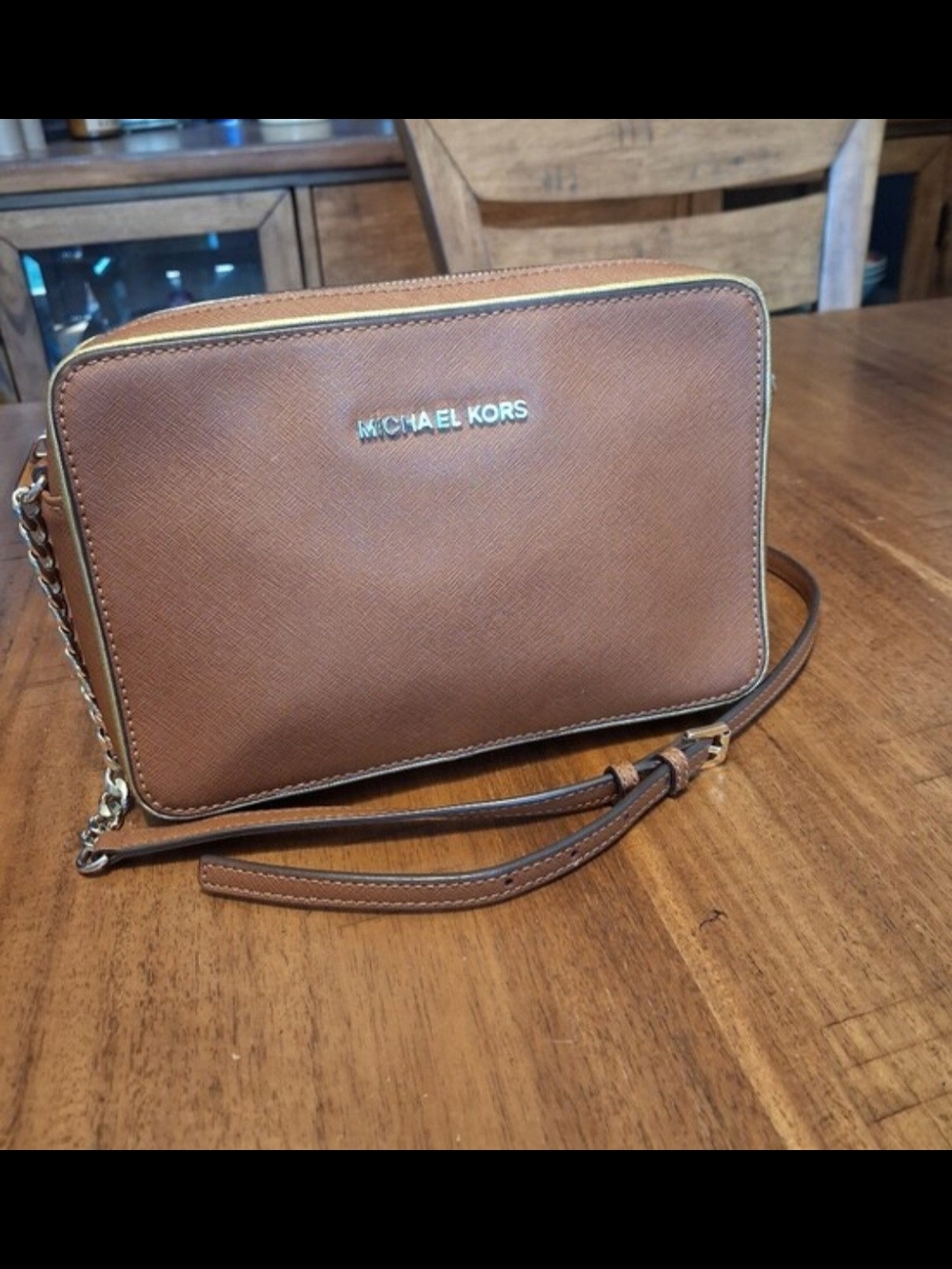 Michael Kors Brown Saffiano Leather Crossbody Bag